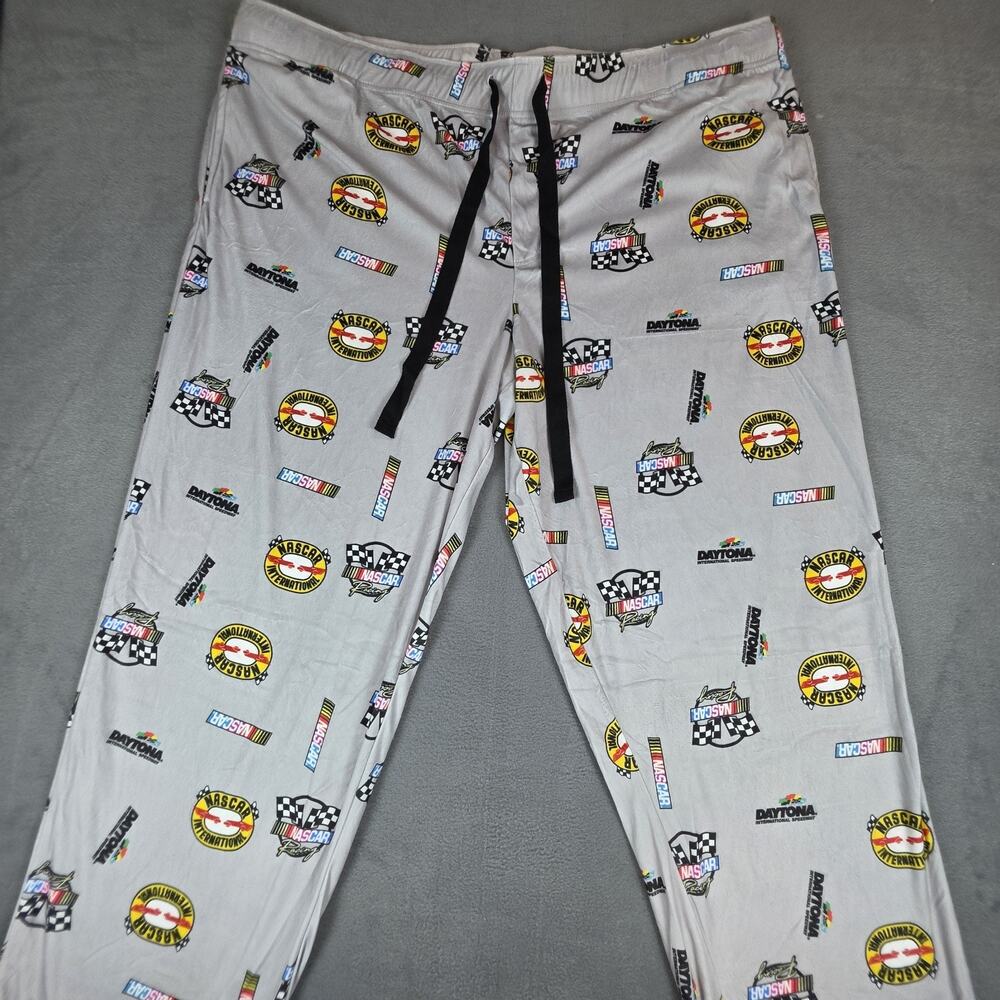 NASCAR Lounge Pajama Pants Mens XXXL Gray All Over Print Drawstring Sleepwear